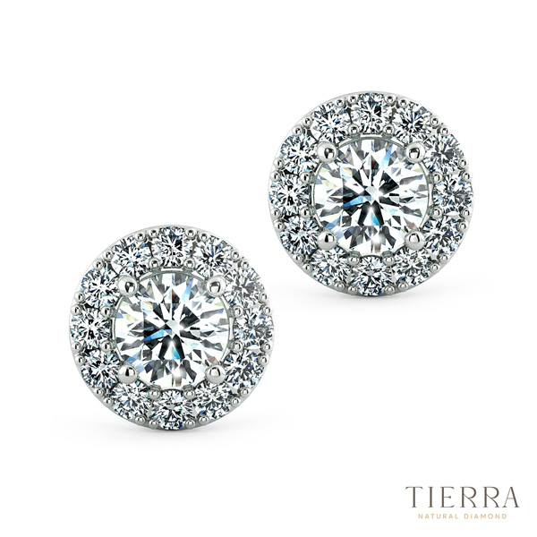 Bông tai bạch kim Halo tròn BTA2101 vô cùng lấp lánh